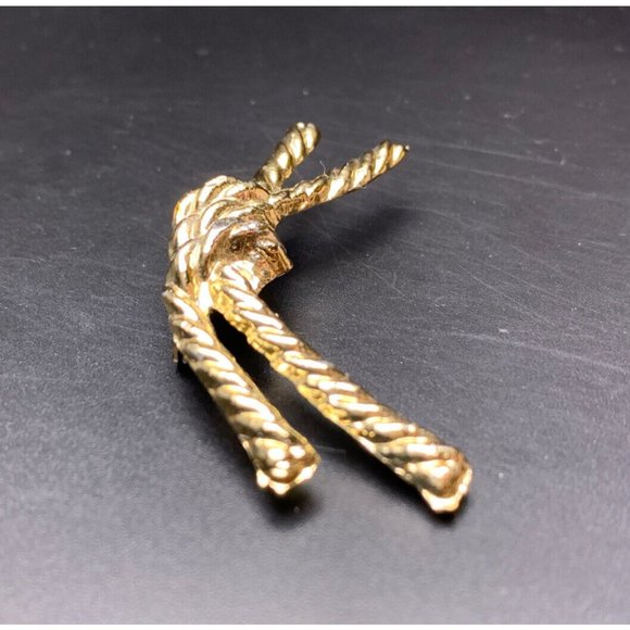 Rope Knot Brooch Pin Gold Tone Tie Tied Look Classic Vintage - Picture 4 of 6